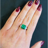 Natural 3.76 Carat Colombian Emerald and Trillion Cut Diamond 3-Stone Ring in 18K Gold