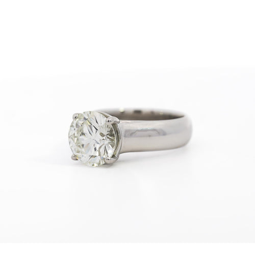 SI1 Round Diamond Solitaire Wide Shank Ring In Platinum