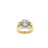 Natural 4.21 Carat Round Diamond Engagement Ring With Baguette Diamonds in Two Tone 18k Gold