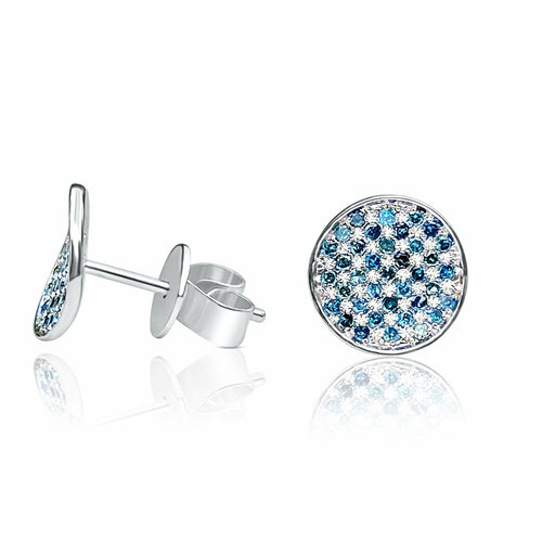 Natural Blue Diamond Circle Stud Earrings