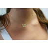 Natural Diamond and Green Tsavorite Butterfly 14K Yellow Gold Necklace