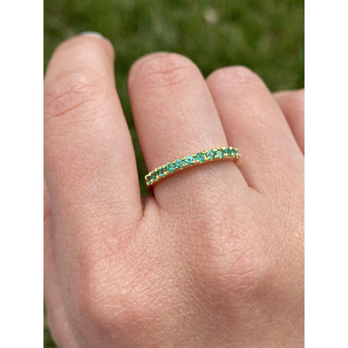 Natural Emerald Band in 14k Yellow Gold Wedding Band