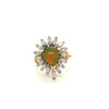 Natural Pear Shape Opal and Marquise Cut Diamond Halo Ring