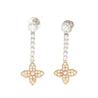 Natural Pink & White Diamond Floral Drop Earrings in 18k White and Rose Gold