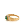 Natural Square Cut Emerald and Round Diamond Halo in 14k Ribbed Gold Ring