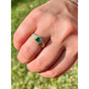 Natural Square Cut Emerald and Round Diamond Halo in 14k Ribbed Gold Ring