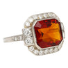 Platinum Vintage Retro 4.42 Carat Citrine Bezel & Diamond Halo Ring