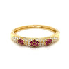 Ruby and Diamond Cluster Bangle Bracelet in 18K Yellow Gold