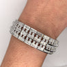 Unisex 18k Solid White Gold Baguette and Round Cut Natural Diamond 5-Row Multi Link Bracelet