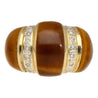 Vintage 14K Yellow Gold Tigers Eye & Diamond Dome Ring