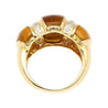 Vintage 14K Yellow Gold Tigers Eye & Diamond Dome Ring