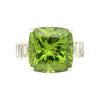 Vintage 14.11 Carat Peridot and Baguette Cut Diamond in 18K White Gold Ring