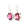 Vintage 16 Carat Pink Checkerboard Oval-Cut Tourmaline and Diamond Earring