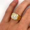 Vintage 1.5 Carat TW Bezel and Channel Set Natural Diamond Mens Ring in 18K Gold