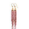 Vintage 22K Gold Pink Tourmaline Bead Indian Chandelier Drop Earrings