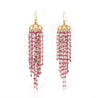 Vintage 22K Gold Pink Tourmaline Bead Indian Chandelier Drop Earrings