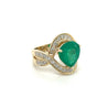 Vintage 5 Carat Pear Cut Emerald Crossover Double Split Shank 14K Gold Ring