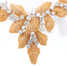 Vintage 7.3 Carat Diamond 18K Gold Textured Floral Leaf Chandelier Necklace