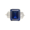 Vintage AGL Certified 6.80 Carat No Heat Blue Sapphire and Diamond Platinum Ring