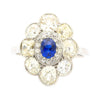 Vintage AGL Certified No Heat Burma Blue Saphir und Old Euro Cut Diamant Ring in Platin