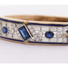 Vintage Art Deco Estate Blue Sapphire, Diamond & Enamel Bangle Bracelet