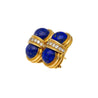 Vintage Cabochon Cut Lapis Lazuli and Diamond 18K Yellow Gold Clip-On Earrings