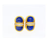 Vintage Cabochon Cut Lapis Lazuli and Diamond 18K Yellow Gold Clip-On Earrings