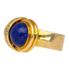 Vintage Cabochon Cut Lapis Lazuli and Diamond in 18K Yellow Gold Statement Rings