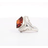 Vintage GIA Certified Orange Spessartine Garnet & Diamond 18K White Gold Ring