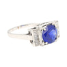 Vintage GRS Certified 2.47 Carat Royal Blue Sapphire & Diamond Platinum Ring