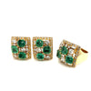 Vintage Natürlicher Smaragd & Diamant Earring und Ring Schmuckset in 18K Gold