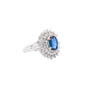 Vintage Platinum 1.18 Carat Oval Blue Sapphire & Diamond Halo Filigree Ring