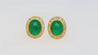 8.47 Carat Cabochon Emerald and Diamond Halo Earrings in 18K Gold