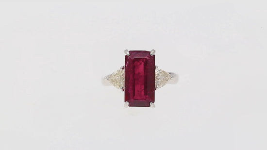 4.67 Carat Red Tourmaline and Diamond Ring